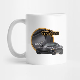 Texas-Style Black Corvette with yellow gold trim Mug